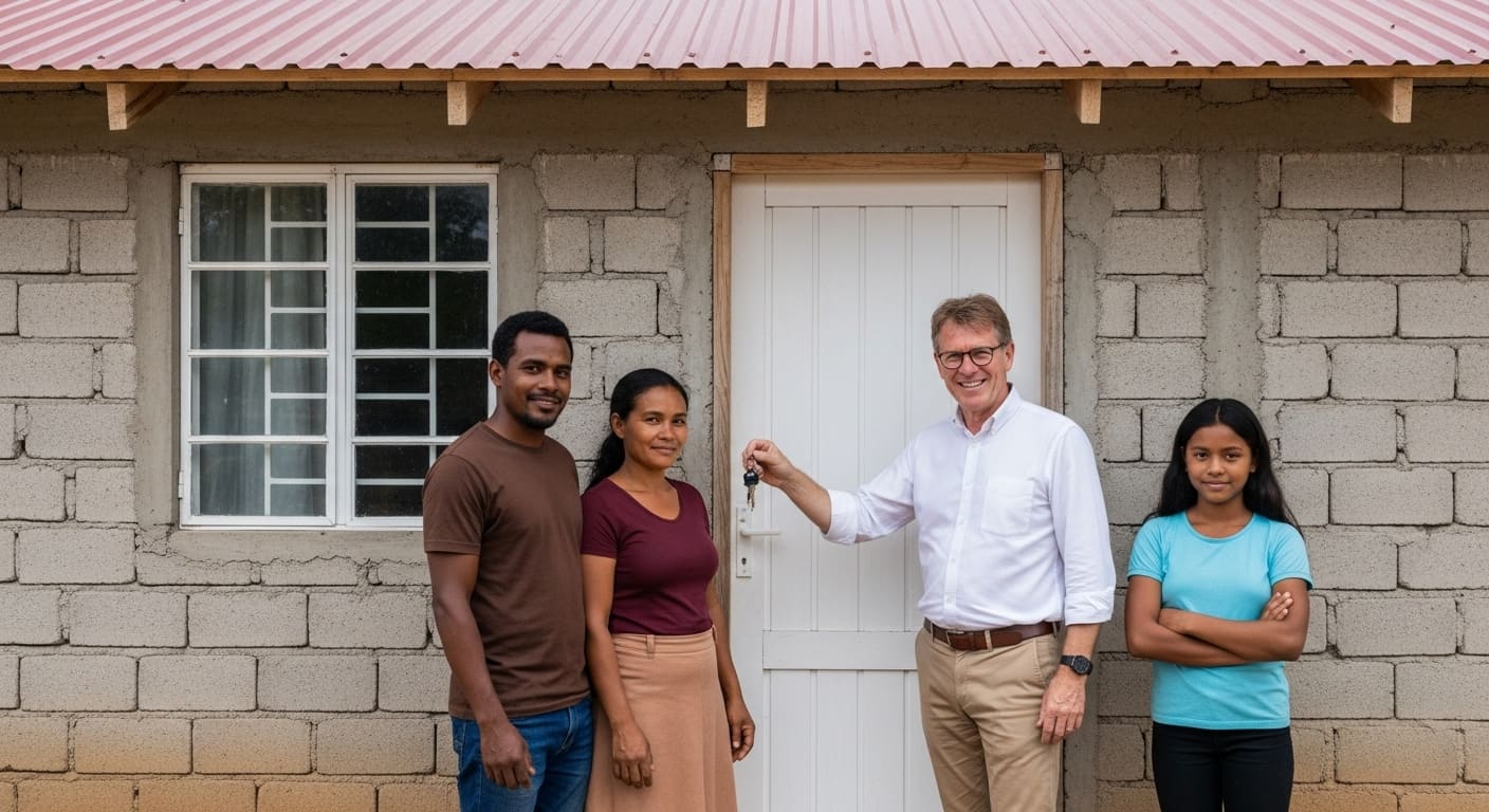 Licenciado Marcos entregando una casa
