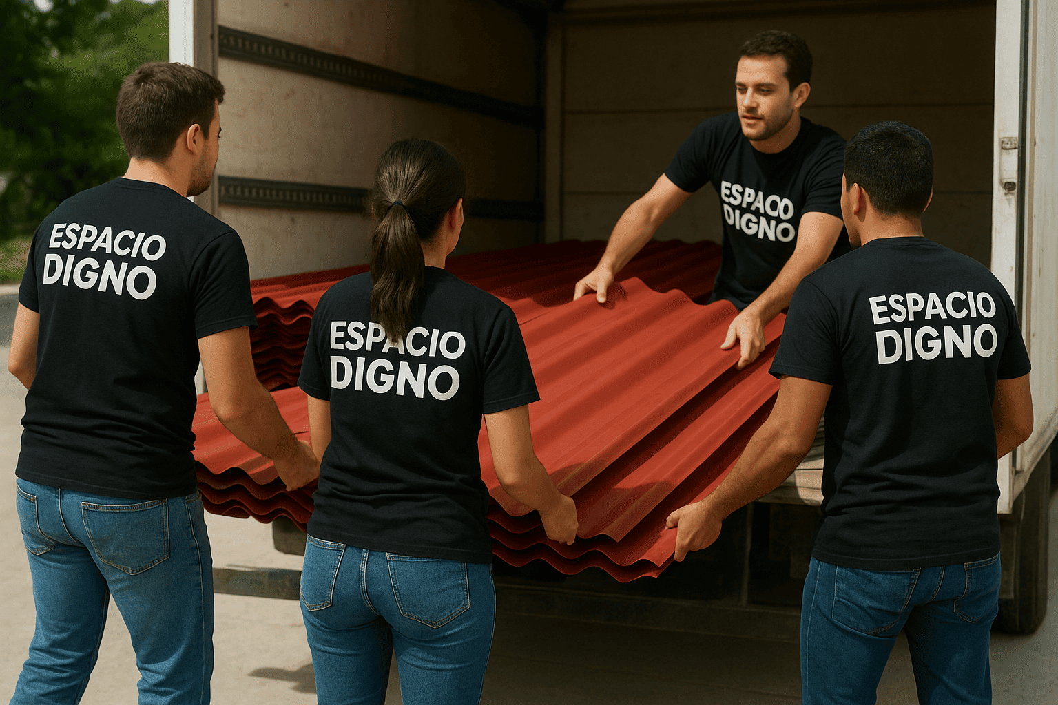 Voluntarios trabajando